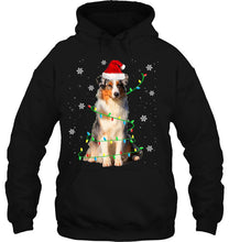 Load image into Gallery viewer, Australian Shepherd Christmas Light Cute Santa Dog Pajama T-Shirt, Ladies T-Shirt,  Sweatshirt, Hoodie 2D
