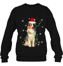 Load image into Gallery viewer, Australian Shepherd Christmas Light Cute Santa Dog Pajama T-Shirt, Ladies T-Shirt,  Sweatshirt, Hoodie 2D
