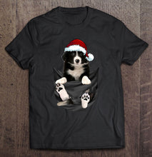 Load image into Gallery viewer, Border Collie In Inside Pocket Cute Christmas Dog T-Shirt, Ladies T-Shirt,  Sweatshirt, Hoodie 2D
