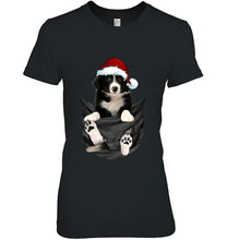 Load image into Gallery viewer, Border Collie In Inside Pocket Cute Christmas Dog T-Shirt, Ladies T-Shirt,  Sweatshirt, Hoodie 2D
