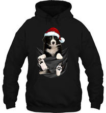 Load image into Gallery viewer, Border Collie In Inside Pocket Cute Christmas Dog T-Shirt, Ladies T-Shirt,  Sweatshirt, Hoodie 2D
