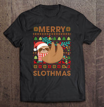 Load image into Gallery viewer, Merry Slothmas Ugly Sloths Christmas Apparel T-Shirt, Ladies T-Shirt,  Sweatshirt, Hoodie 2D
