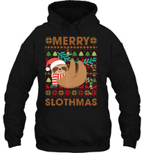 Load image into Gallery viewer, Merry Slothmas Ugly Sloths Christmas Apparel T-Shirt, Ladies T-Shirt,  Sweatshirt, Hoodie 2D
