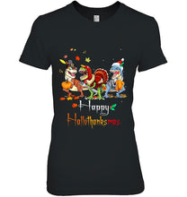 Load image into Gallery viewer, Happy Hallothanksmas T-Rex Dinosaur T-Shirt, Ladies T-Shirt,  Sweatshirt, Hoodie 2D

