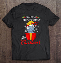 Load image into Gallery viewer, I Want A Hippopotamus For Christmas Hippopotamus Gift Xmas T-Shirt, Ladies T-Shirt,  Sweatshirt, Hoodie 2D

