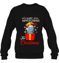 Load image into Gallery viewer, I Want A Hippopotamus For Christmas Hippopotamus Gift Xmas T-Shirt, Ladies T-Shirt,  Sweatshirt, Hoodie 2D
