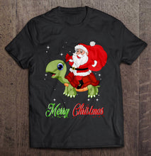 Load image into Gallery viewer, Merry Christmas Santa Claus Riding A Turtle T-Shirt, Ladies T-Shirt, LongSleeve, Hoodie 2D
