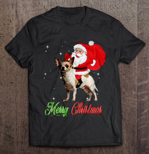 Load image into Gallery viewer, Merry Christmas Santa Claus Riding Chihuahua T-Shirt, Ladies T-Shirt, LongSleeve, Hoodie 2D
