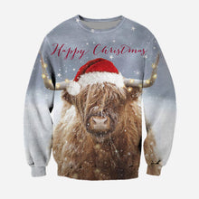 Load image into Gallery viewer, Highland cattle Christmas clothes SUIT Hoodie 3D, Zip Hoodie 3D, T-Shirt 3D, Sweatshirt 3D, Short Pant 3D
