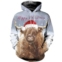 Load image into Gallery viewer, Highland cattle Christmas clothes SUIT Hoodie 3D, Zip Hoodie 3D, T-Shirt 3D, Sweatshirt 3D, Short Pant 3D
