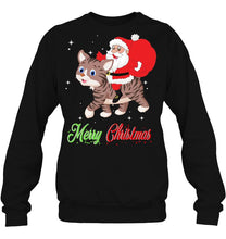 Load image into Gallery viewer, Merry Christmas Santa Claus Riding A Cat T-Shirt, Ladies T-Shirt, LongSleeve, Hoodie 2D
