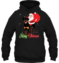 Load image into Gallery viewer, Merry Christmas Santa Claus Riding Rottweiler T-Shirt, Ladies T-Shirt, LongSleeve, Hoodie 2D
