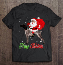 Load image into Gallery viewer, Merry Christmas Santa Claus Riding German Shorthaired Pointer T-Shirt, Ladies T-Shirt, LongSleeve, Hoodie 2D
