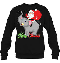 Load image into Gallery viewer, Merry Christmas Santa Claus Riding A Elephant T-Shirt, Ladies T-Shirt, LongSleeve, Hoodie 2D
