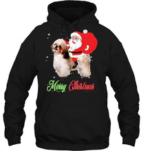 Load image into Gallery viewer, Merry Christmas Santa Claus Riding Shih Tzu T-Shirt, Ladies T-Shirt, LongSleeve, Hoodie 2D
