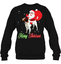Load image into Gallery viewer, Merry Christmas Santa Claus Riding Brittany T-Shirt, Ladies T-Shirt, LongSleeve, Hoodie 2D
