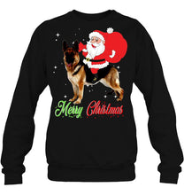 Load image into Gallery viewer, Merry Christmas Santa Claus Riding German Shepherd T-Shirt, Ladies T-Shirt, LongSleeve, Hoodie 2D
