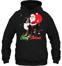 Load image into Gallery viewer, Merry Christmas Santa Claus Riding Bernese Mountain T-Shirt, Ladies T-Shirt, LongSleeve, Hoodie 2D
