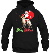 Load image into Gallery viewer, Merry Christmas Santa Claus Riding Chihuahua T-Shirt, Ladies T-Shirt, LongSleeve, Hoodie 2D

