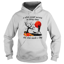 Load image into Gallery viewer, A Witch Cannot Survive On Hiking Alone She Also Needs A Dog Halloween T-Shirt, Ladies T-Shirt, LongSleeve, Sweatshirt, Hoodie 2D
