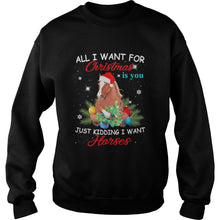 Load image into Gallery viewer, All I Want For Christmas Is You Just Kidding I Want Horses T-Shirt, Ladies T-Shirt, LongSleeve, Sweatshirt, Hoodie 2D
