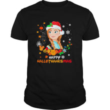 Load image into Gallery viewer, Anna Happy Hallothanksmas Halloween Thanksgiving Christmas T-Shirt, Ladies T-Shirt, LongSleeve, Sweatshirt, Hoodie 2D

