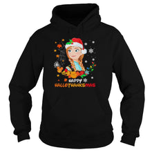 Load image into Gallery viewer, Anna Happy Hallothanksmas Halloween Thanksgiving Christmas T-Shirt, Ladies T-Shirt, LongSleeve, Sweatshirt, Hoodie 2D
