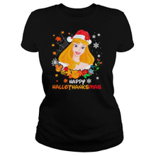 Load image into Gallery viewer, Aurora Happy Hallothanksmas Halloween Thanksgiving Christmas T-Shirt, Ladies T-Shirt, LongSleeve, Sweatshirt, Hoodie 2D
