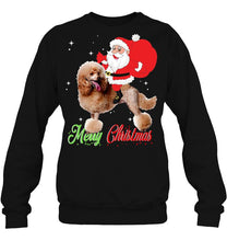 Load image into Gallery viewer, Merry Christmas Santa Claus Riding Poodle T-Shirt, Ladies T-Shirt, LongSleeve, Hoodie 2D
