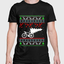 Load image into Gallery viewer, Bicycle With Christmas Ugly Tree T-Shirt, Ladies T-Shirt 2D
