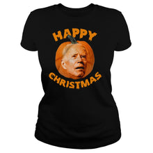 Load image into Gallery viewer, Biden Pumpkin Happy Christmas T-Shirt, Ladies T-Shirt, LongSleeve, Sweatshirt, Hoodie 2D
