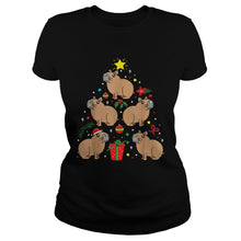 Load image into Gallery viewer, Capybara Christmas Ornament Tree T-Shirt, Ladies T-Shirt, LongSleeve, Sweatshirt, Hoodie 2D
