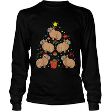 Load image into Gallery viewer, Capybara Christmas Ornament Tree T-Shirt, Ladies T-Shirt, LongSleeve, Sweatshirt, Hoodie 2D

