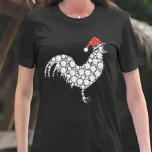 Load image into Gallery viewer, Chicken Diamond Christmas T-Shirt, Ladies T-Shirt 2D
