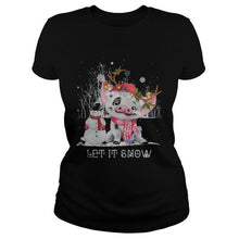 Load image into Gallery viewer, Christmas Pig Let It Snow T-Shirt, Ladies T-Shirt, LongSleeve, Sweatshirt, Hoodie 2D
