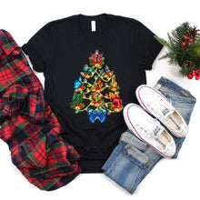 Load image into Gallery viewer, Christmas Tree Butterfly T-Shirt, Ladies T-Shirt, LongSleeve, Sweatshirt, Hoodie 2D
