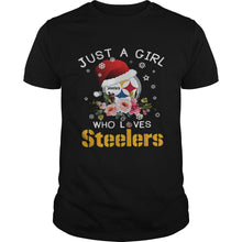 Load image into Gallery viewer, Christmas Just A Girl Who Loves Pittsburgh Steelers T-Shirt, Ladies T-Shirt, LongSleeve, Sweatshirt, Hoodie 2D
