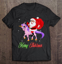 Load image into Gallery viewer, Merry Christmas Santa Claus Riding A Unicorn T-Shirt, Ladies T-Shirt, LongSleeve, Hoodie 2D
