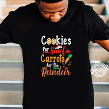 Load image into Gallery viewer, Cookies For Santa Carrots For Reindeer Christmas T-Shirt, Ladies T-Shirt 2D
