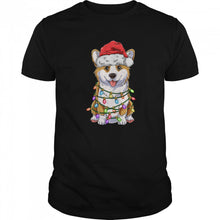 Load image into Gallery viewer, Corgi Christmas Tree Lights Santa Hat Dog T-Shirt, Ladies T-Shirt, LongSleeve, Sweatshirt, Hoodie 2D
