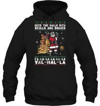 Load image into Gallery viewer, Deck The Halls With Skulls And Bodies Fa La La Val Hal La Santa Claus Christmas T-Shirt, Ladies T-Shirt, LongSleeve, Hoodie 2D

