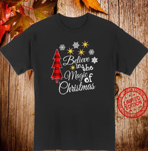 Load image into Gallery viewer, Cute Casual Believe in Magic of Christmas Tree Buffalo PlaidT-Shirt, Ladies T-Shirt 2D
