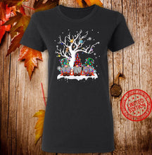 Load image into Gallery viewer, Cute Gnome Buffalo Plaid Christmas Tree Light Ugly Santa Hat T-Shirt, Ladies T-Shirt 2D
