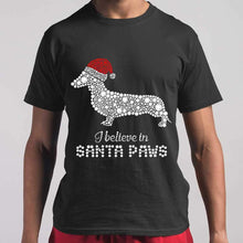 Load image into Gallery viewer, Dachshund I Believe In Santa Paws Christmas T-Shirt, Ladies T-Shirt 2D
