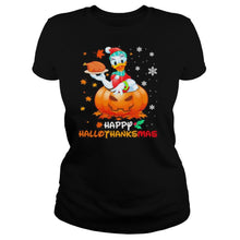 Load image into Gallery viewer, Daisy Duck Happy Hallothanksmas Halloween Thanksgiving Christmas T-Shirt, Ladies T-Shirt, LongSleeve, Sweatshirt, Hoodie 2D
