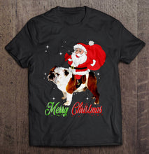 Load image into Gallery viewer, Merry Christmas Santa Claus Riding Bulldog T-Shirt, Ladies T-Shirt, LongSleeve, Hoodie 2D
