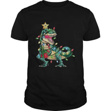 Load image into Gallery viewer, Dinosaur Merry Christmas Tree  T-Shirt, Ladies T-Shirt, LongSleeve, Sweatshirt, Hoodie 2D
