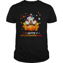 Load image into Gallery viewer, Disney Mickey Pumpkin Halloween And Merry Christmas Happy Hallothanksmas 2020 T-Shirt, Ladies T-Shirt, LongSleeve, Sweatshirt, Hoodie 2D
