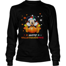 Load image into Gallery viewer, Disney Mickey Pumpkin Halloween And Merry Christmas Happy Hallothanksmas 2020 T-Shirt, Ladies T-Shirt, LongSleeve, Sweatshirt, Hoodie 2D
