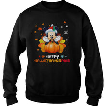 Load image into Gallery viewer, Disney Mickey Pumpkin Halloween And Merry Christmas Happy Hallothanksmas 2020 T-Shirt, Ladies T-Shirt, LongSleeve, Sweatshirt, Hoodie 2D

